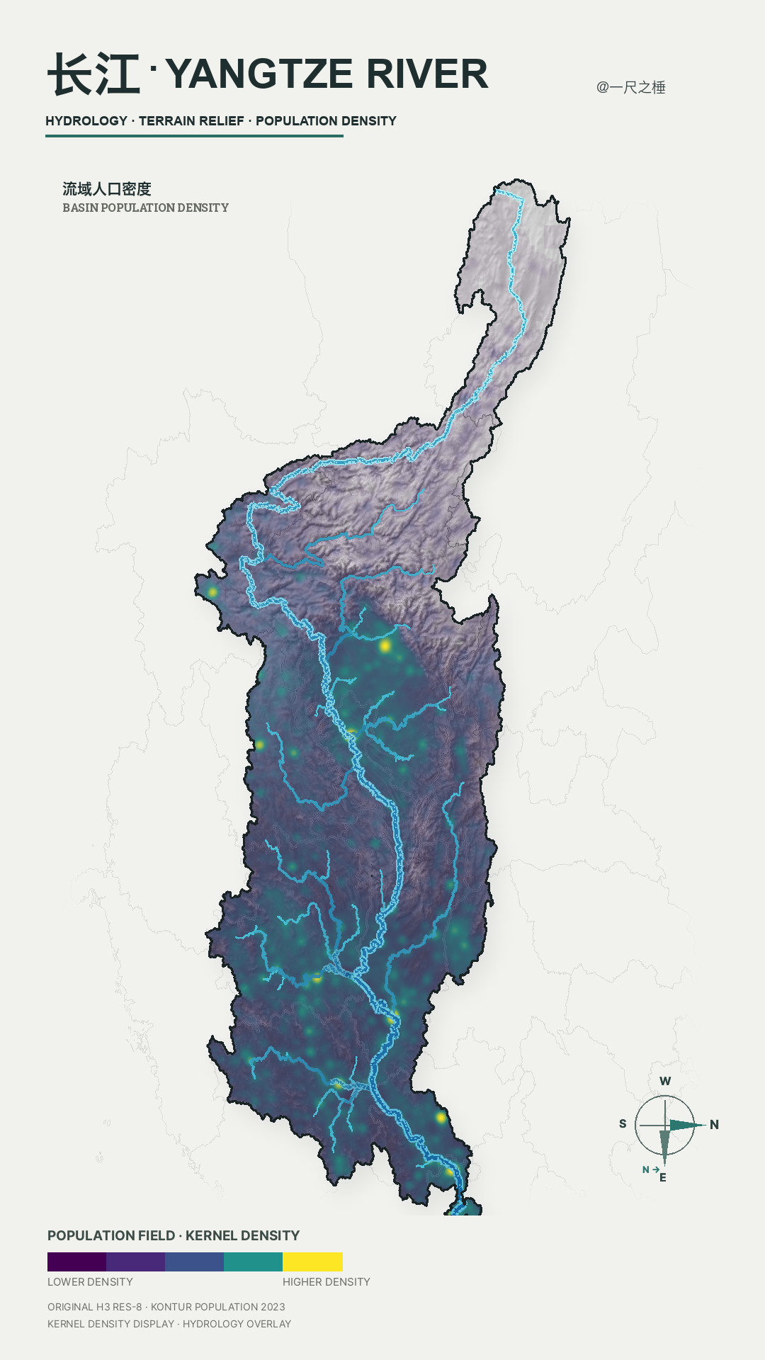 Yangtze basin population density