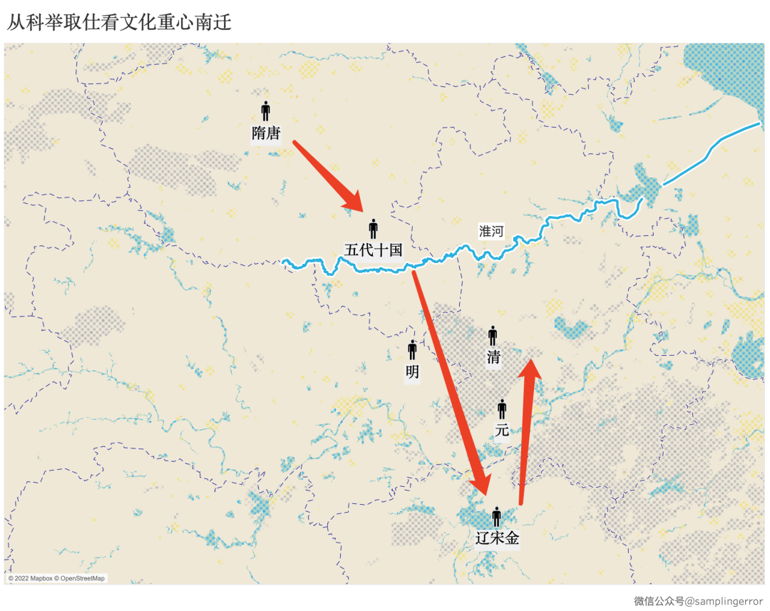 Historical map showing the southward movement of China’s cultural center